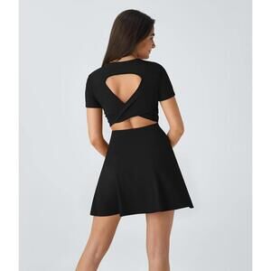NWT Halara SoftlyZero™ Airy Cut Out Flare Mini Active Dress A-C Cups Size Large